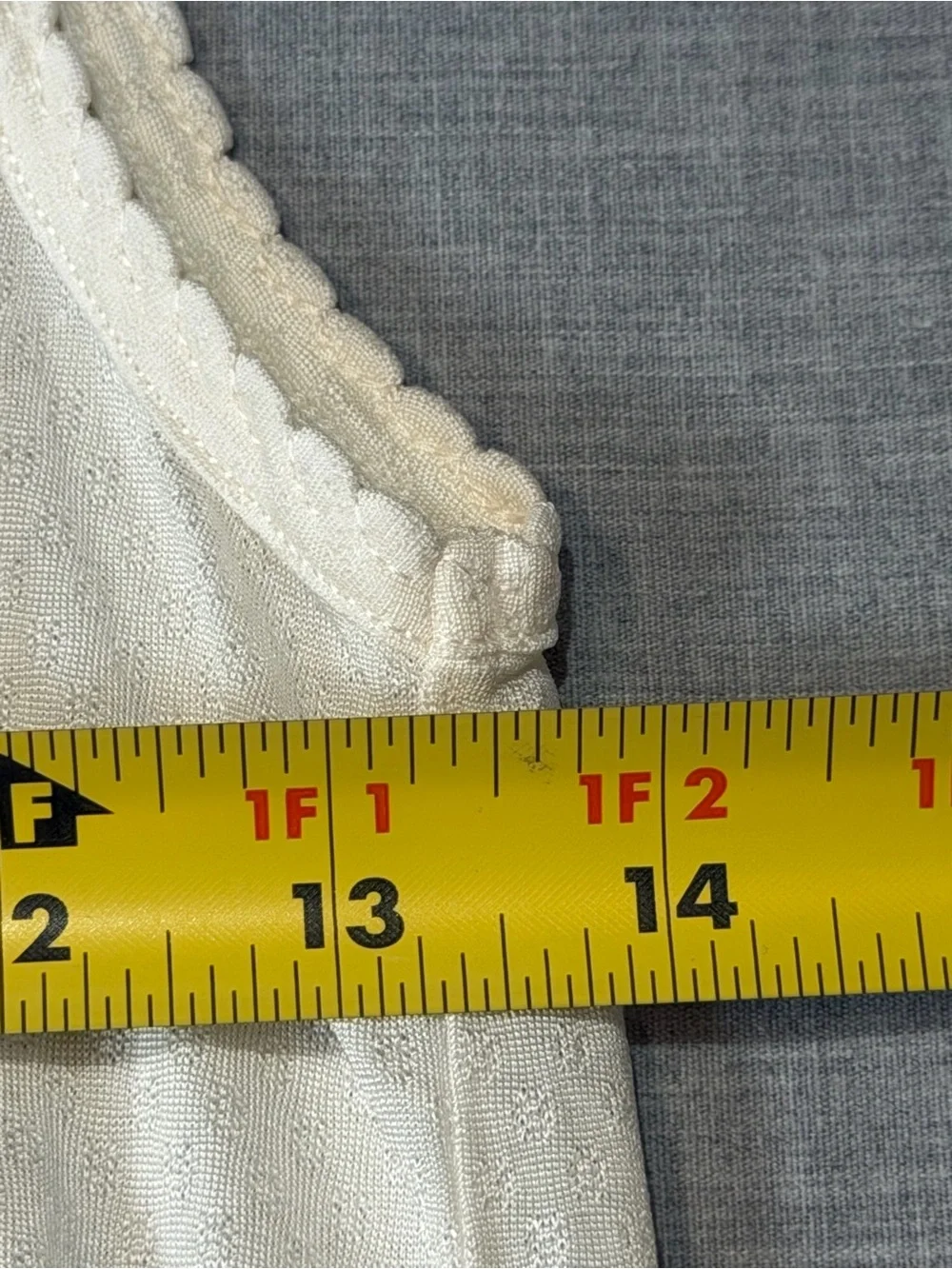 L.L. Bean Ivory pointelle Silk scalloped Lace-Edge Women's Tank